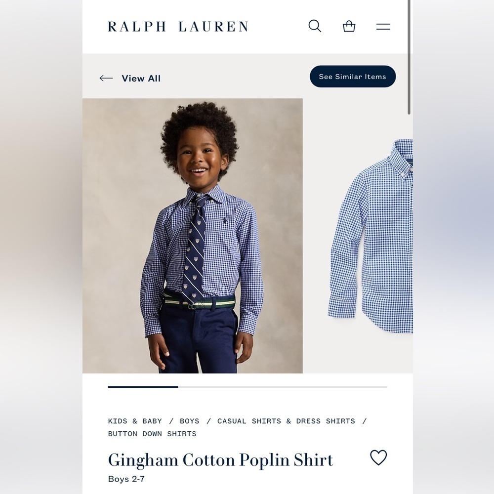 Polo by Ralph Lauren Boys 3T Blue and White Gingham Button Down Shirt - Picture 4 of 4